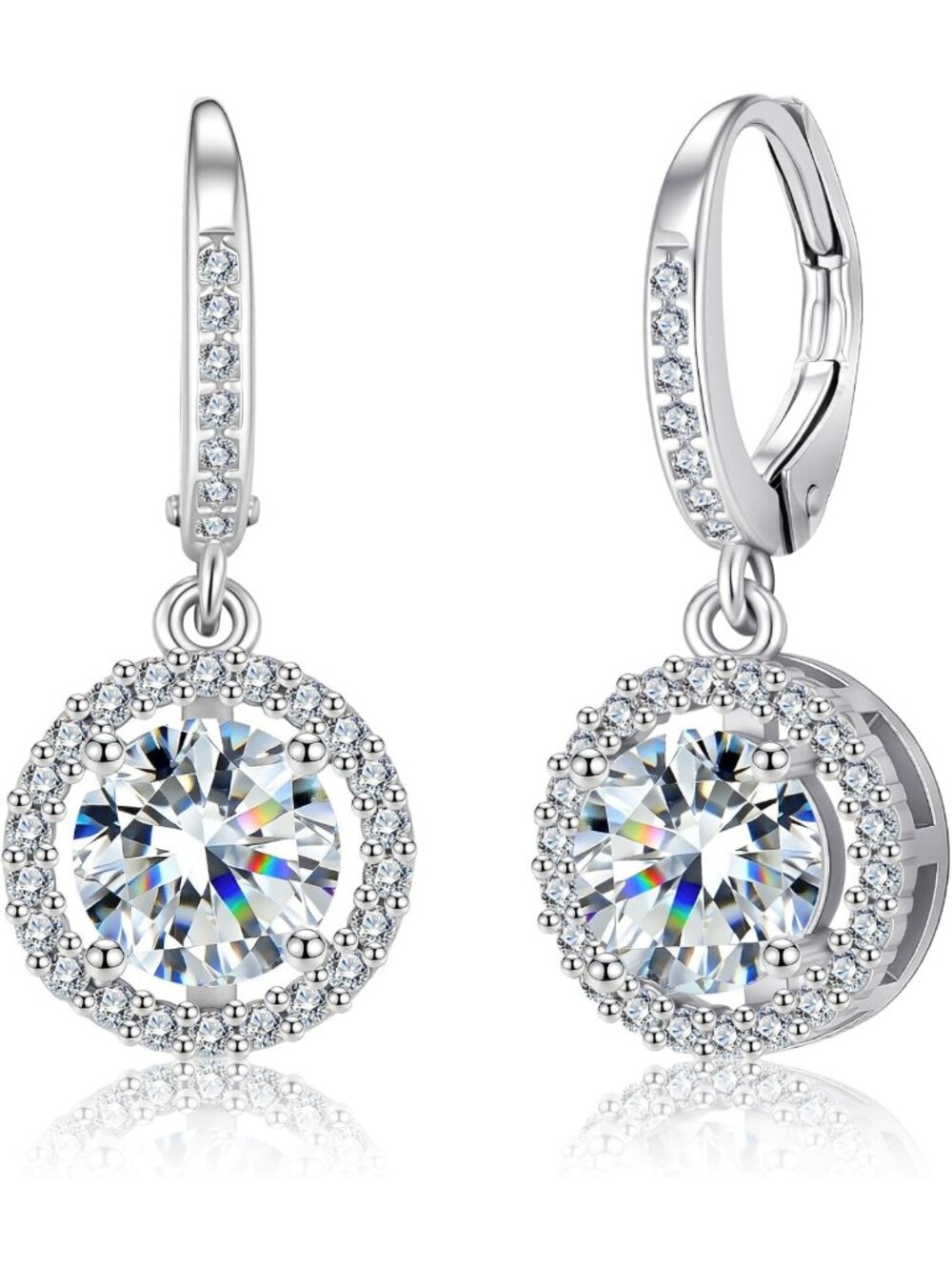 Elegant Moissanite Dangle Earrings for Women | Leverback Drop Jewelry Gifts